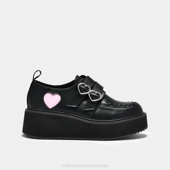 kenkä | KOI footwear naiset pothos pink heart wave alustakengät VX8854 musta