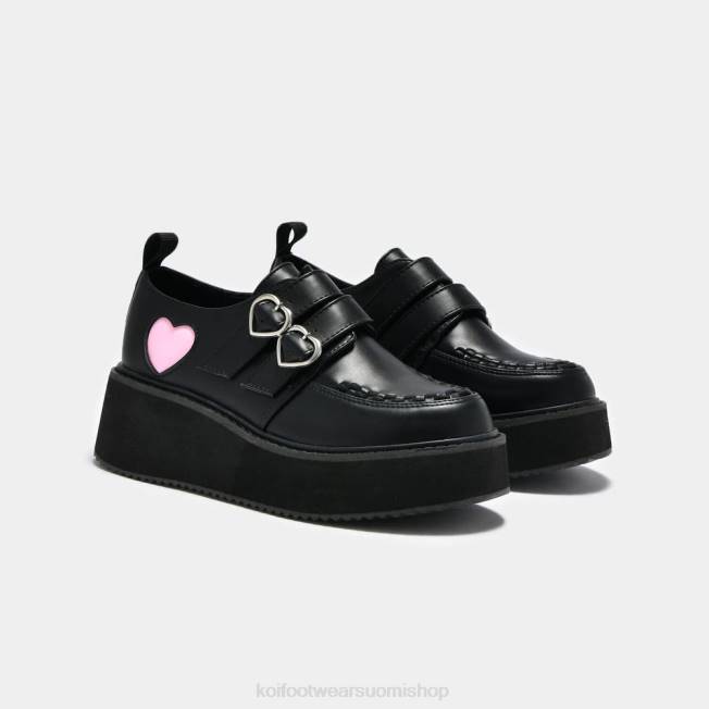 kenkä | KOI footwear naiset pothos pink heart wave alustakengät VX8854 musta
