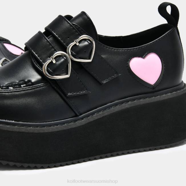 kenkä | KOI footwear naiset pothos pink heart wave alustakengät VX8854 musta