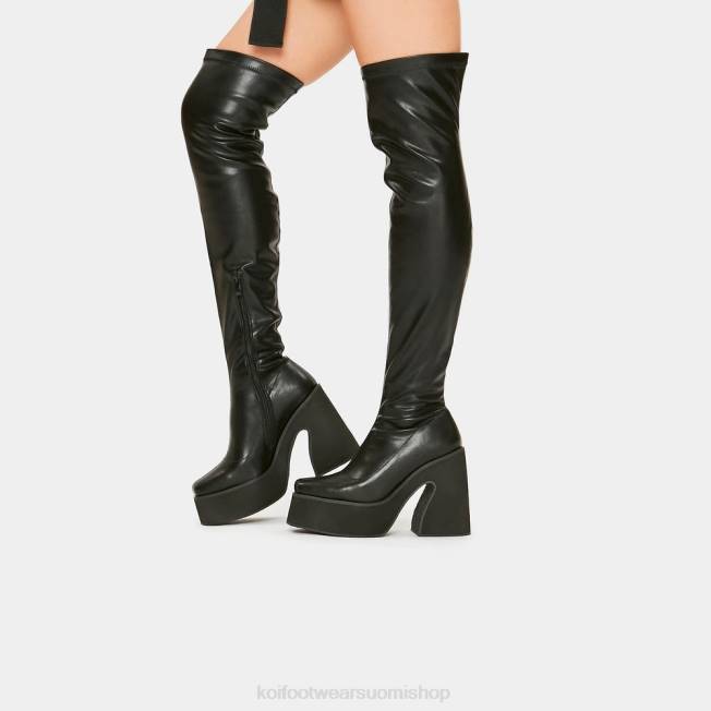 reidet korkea saappaat | KOI footwear naiset damar yli polven keinonahkasaappaat VX8870 musta