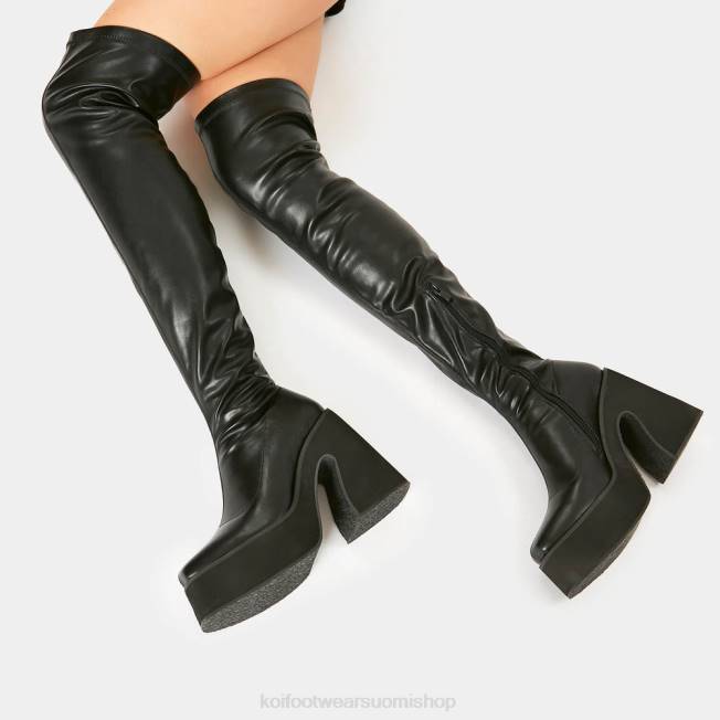 reidet korkea saappaat | KOI footwear naiset damar yli polven keinonahkasaappaat VX8870 musta