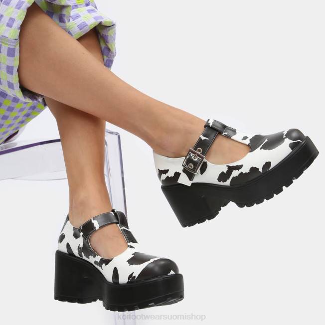 mary jane kenkä | KOI footwear naiset sai cow print mary janes \'nettie edition\' VX8816 valkoinen