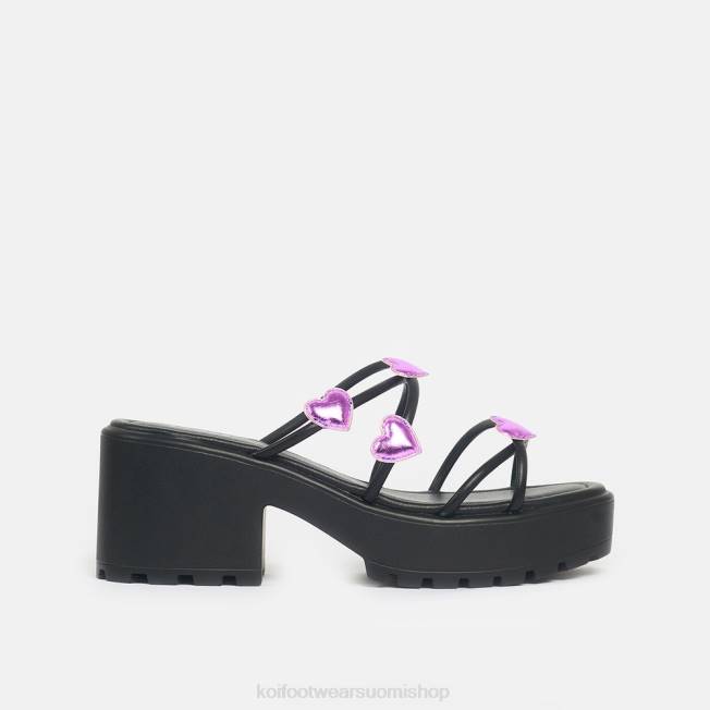 sandaali | KOI footwear naiset kukkivat sydämet strappy liukusäätimet VX88148 musta