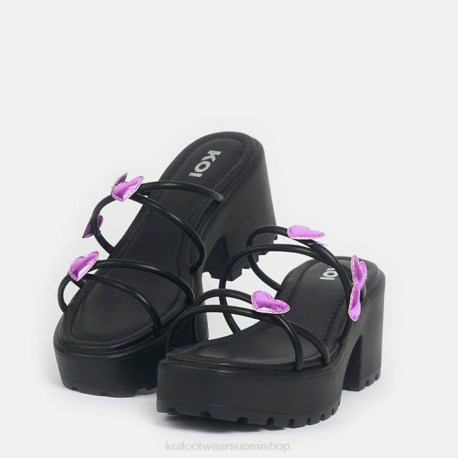 sandaali | KOI footwear naiset kukkivat sydämet strappy liukusäätimet VX88148 musta