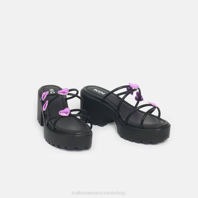 sandaali | KOI footwear naiset kukkivat sydämet strappy liukusäätimet VX88148 musta