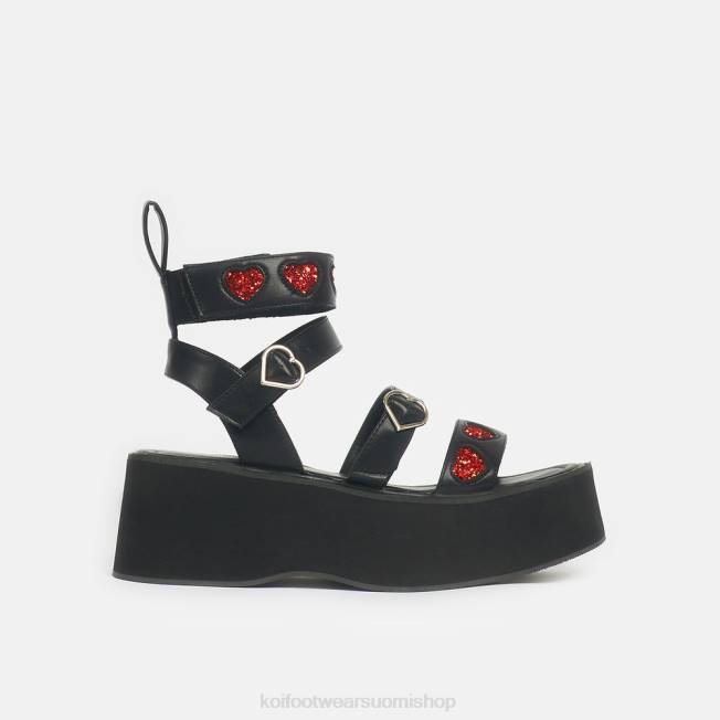 sandaali | KOI footwear naiset rogue lovergirl flatform sydänsandaalit VX88147 musta